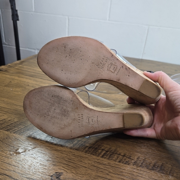 Stuart Weitzman Clear Vinyl Cork Wedge Heels Sandals - Picture 5 of 12